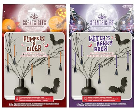 Scentsicles Scented Halloween Broom Sticks 2 Packs of 6 Brooms in Pumpkin n Cider & Witches Berry Brew Scents (12 Sticks Total)