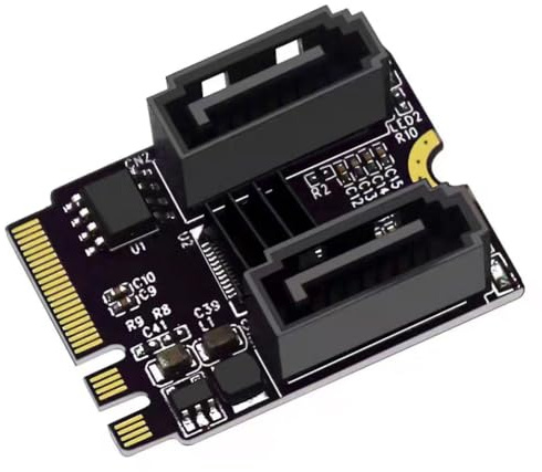 Ehwisbe M2 to SATA3.0 Expansion Card KEY A+E WIFI M.2 to HDD Adapter Drive-Free JMB582 Adapter Card