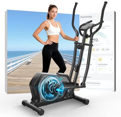 3-in-1 Ellittica Da Casa ultra Silenziosa con 16 Livelli di Resistenza | Cyclette Ellittica con Bluetooth APP,volano da 6 kg, Monitor LCD, Pedale Antiscivolo, Portabottiglie, Fino a 287 LBS
