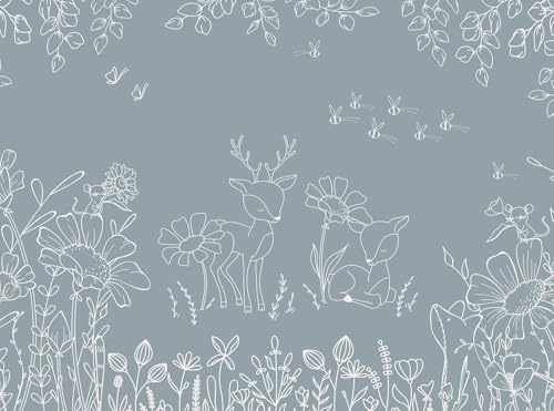 Hexoa Papier Peint forêt Animaux Chambre Enfant - Le Songe du Faon - Made in France - Papier Peint 364x270