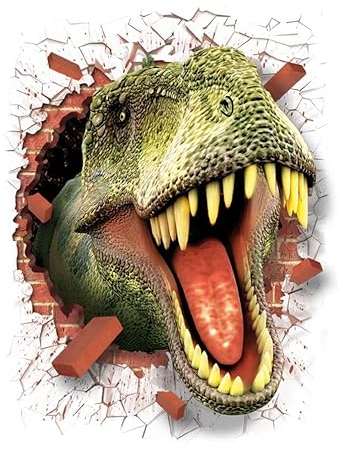 AUVS 3D- Selbstklebende Abnehmbaren Durchbrechen Die Mauer Vinyl Wandsticker/Wandgemälde Kunst Aufkleber Dekorateur (Mouth Opening Dinosaurier Mund (50 x 70cm))