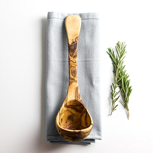 Traditionnelle Louche à soupe/louche/louche en bois d'olivier Longueur 25 cm