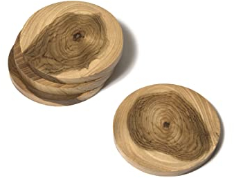 Lipper International Teak Slab Coasters, S/4