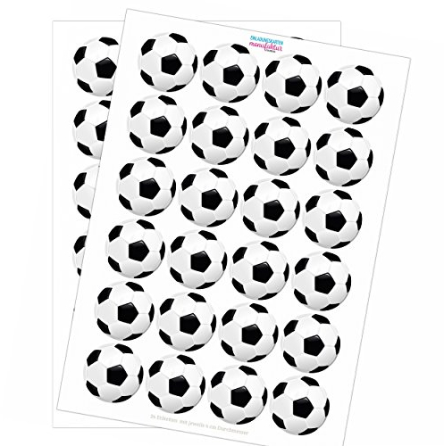 48 kleine Fussball Aufkleber rund 4cm Durchmesser für Geburstage, Vereine, Jungen, Mädchen - Feier Geburtstag Soccer Party Mitgebsel Sticker Etiketten