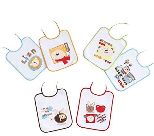 Interbaby 00133 - Pack de 12 baberos de rizo plastificado 25x30, unisex