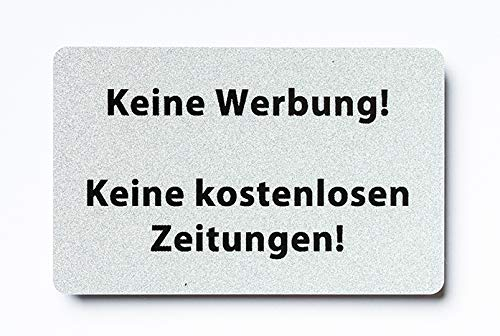 2x Keine Werbung keine kostenlosen Zeitungen magnetisch und selbstklebend Aufkleber Tür Schild Türschild Briefkasten Briefkastenschild Haus Praxis Büro Geschäft silber