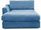 CAVADORE Sofa-Modul Fiona Longchair mit Armteil links / XXL-Recamiere passend zur Couchgarnitur Fiona / 139 x 90 x 199 /Webstoff hellblau