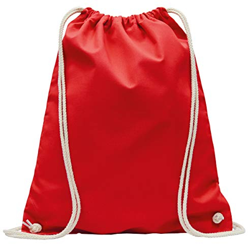 MyShirt Baumwoll Turnbeutel 38 x 46cm unbedruckt mit Kordelzug - 19 Farben - Jutebeutel OEKO-TEX® geprüft Gym Sack zum bemalen, Farbe:rot