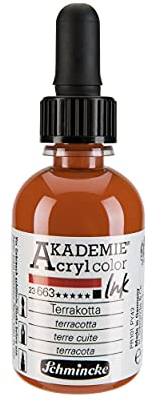 Schmincke - AKADEMIE Acryl color INK, Terrakotta, 50 ml, 23 663 024, flüssige Acryl color-Farbe, pigmentierte Acryltinte zum Malen, Schreiben, Airbrush
