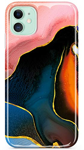 JIAXIUFEN Handyhülle iPhone 11 Hülle TPU Silikon Weiche Schlank Schutzhülle Handytasche Gummi Dünn Flexibel Case Handy Hülle für iPhone 11 6.1 Zoll - Marmor Pink Schwarz
