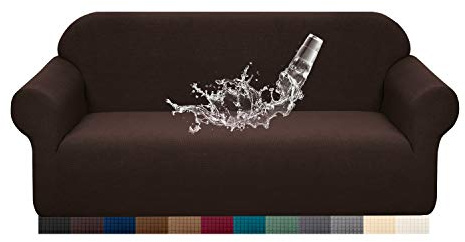 Granbest Premuim wasserabweisender Sofabezug für 4-Sitzer, hohe Dehnbarkeit, 1 Stück, Sofaschonbezug für Wohnzimmer, rutschfest, Jacquard, Couchbezug, maschinenwaschbar (4-Sitzer, Schokolade)