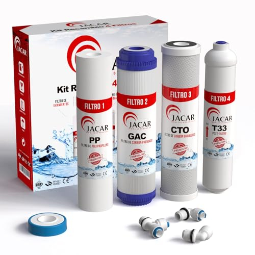 JACAR | Kit filtri per osmosi inversa 5 stadi | impianto osmosi acquario | filtri depuratori d'acqua | filtri osmosi per uso domestico | depuratore acqua osmosi inversa | ricambi osmosi inversa