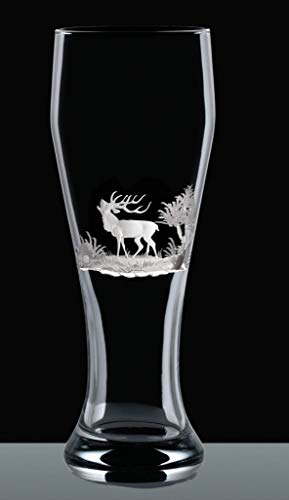 Weizenbierglas 0,3L Gravur Hirsch Dema Kisslinger Bierglas Weizenbier mundgeblasen