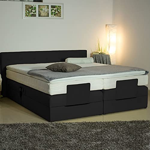 PAARA Boxspringbett mit Motorverstellung - 10.000 Newton Motorleistung - Anti-Rutschmatten Taschenfederkern Belüftungssystem Kaltschaum Topper - Made in Germany (140 x 200 cm)