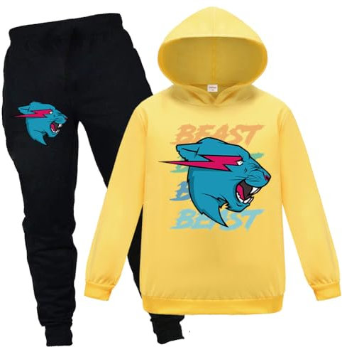 Forlcool Youtube Game Merch Kids Boys Girls Sport Tracksuit Funny Outfits Comfortable Hoodie + Trousers Suits (Yellow,7-8 Years,7 Years,8 Years)