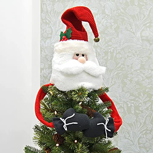 Christmas Tree Topper Hugger Long Bendy Arms Soft Fleece Knit Fabrics - Santa