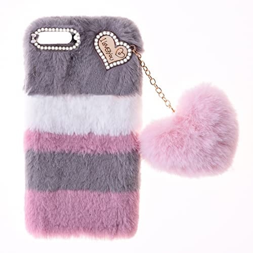 Plüsch Hülle für iPod Touch 5/6/7 Plüsch Flauschig Schutzhülle Backcover Handyhülle Schutzhülle Niedlich Pelzigen Schale Etui Tasche Cover für iPod Touch 5/Touch 6/Touch 7,Schwarz spleißen