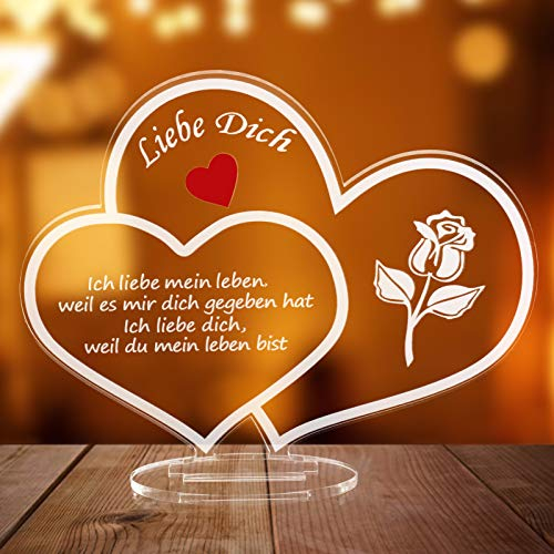 Acryl Ornamente Ich Liebe Dich Geschenke für Sie, Frau Geschenke vom Ehemann, Freundin Geschenk zum Geburtstag Jubiläum, Romantische Liebesgeschenke für Frauen MäNner, Desktop Andenken