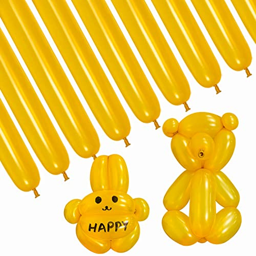 HYKJNBW Magische Luftballons zum Verdrehen von Tieren, Hochzeits- und Geburtstagsparty-Dekoration, 100 Stück (Gold)