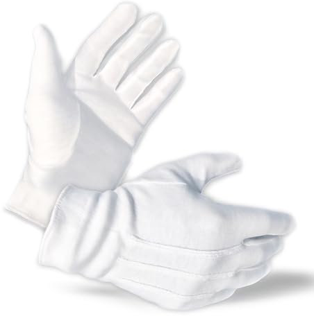 Gloves Legend Weiße Baumwollhandschuhe für Marschband, Parade, Cosplay-Kostüm und formelle Kleidung, 100 % Baumwolle, Größe M, XL, Weiß - 3 Paar (M), Medium - 3 Pairs