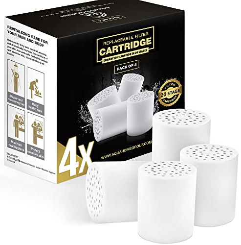 AquaHomeGroup 20 - Stage Replacement Premium Filter Cartridge 4-Pack (No Housing), Compatible with Any Shower Filter of Similar Design 15 and 20 Stages
