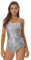 JEATHA Damen Pailletten Ballett Trikot Body mit Fransen Glitzer Gymnastikbody Tanzbody Latin Bodysuit Rückenfrei Leotard Dancewear Tanzkostüm Silber XL