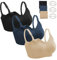 Dresime Nursing Bras, 3 Pack Wirefree Seamless Maternity Bra Women Pregnancy Breastfeeding Bralette with Extra Bra Extenders Clips