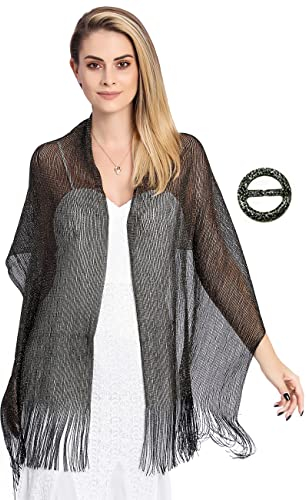 FAIRYGATE Schals & Tücher für Damen mit kostenloser Schalschnalle Funkelnde Tücher Stola Damen Festlich Metallic Shawl Für Frauen Damen Schimmernder Schals und Wraps A0506