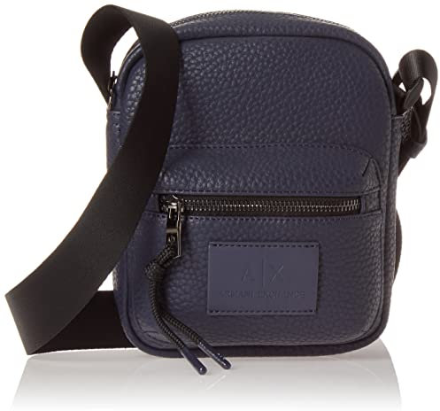A | X ARMANI EXCHANGE Kleine Umhängetasche mit zwei Taschen, mit Reißverschluss, Marineblau, Marineblau