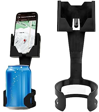 Porta Cellulare per Auto con Portabicchieri da 3 a 4 Pollici, Porta Cellulare per Auto in Plastica ABS, Accessori per Auto con Cinturino Integrato, Sicuro e Discreto per Smartphone
