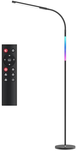 tomons Stehlampe Wohnzimmer, LED Stehlampe Dimmbar, Stehleuchte Helligkeit und Farbtemperatur stufenlos einstellbar mit Timing und Memory-Funktion, Musikmodi, RGB Stehlampe für Schlafzimmer