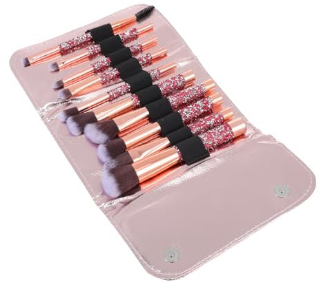 minkissy Ensemble de 10 Pinceaux de Maquillage Ornés de Diamants Pinceaux à Blush en Fibres Artificielles Pinceaux Portables pour Femmes