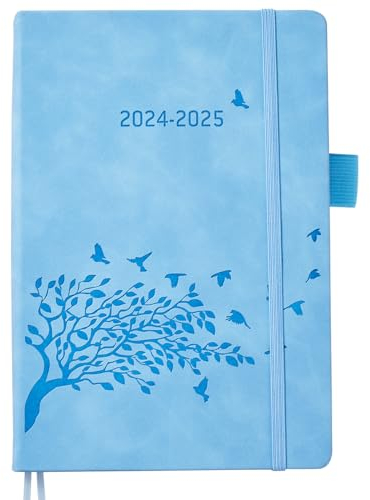 Kalender 2024 2025 A5 1 Tag 1 Seite, Terminplaner & Tagesplaner mit Tabs, Stifthalter & Tasche, Schülerkalender 2024/25, Hardcover Buchkalender Planer für Schüler Lehrer, Aug’24-Jul’25