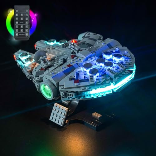 LocoLee Licht Kompatibel mit Lego Millennium Falcon, Nur Lichter Set - Kein Modell, Fernbedienung Version Licht BeleuchtungSet Compatible with Lego 75375 Millennium Falcon Legendärer Sternjäger