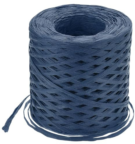 QUARKZMAN Ruban d'Artisanat en Papier Raphia, 1/4 Pouce, 218 Yards, Ficelle de Raphia pour Emballage de Noël, Bricolage, Bleu Marine