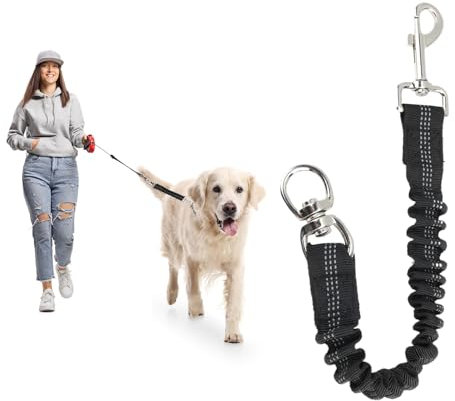 Short Shock Absorber Dog Lead, Bungee Dog Leash Extension, Elastic Buffer Extension Leash, Shock Absorbing Lead Extender for Small Dogs Medium Dogs, Prevent Injury on Arm and Shoulder