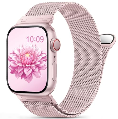 Jiamus Milanese Armband Kompatible mit Apple Watch Armband 41mm 40mm 38mm 42mm(Series 10) für Damen Herren.Magnetisch Edelstahl Armbänder für iWatch Series 9 SE 8 7 6 5 4 3 2 1 Ultra/Ultra 2
