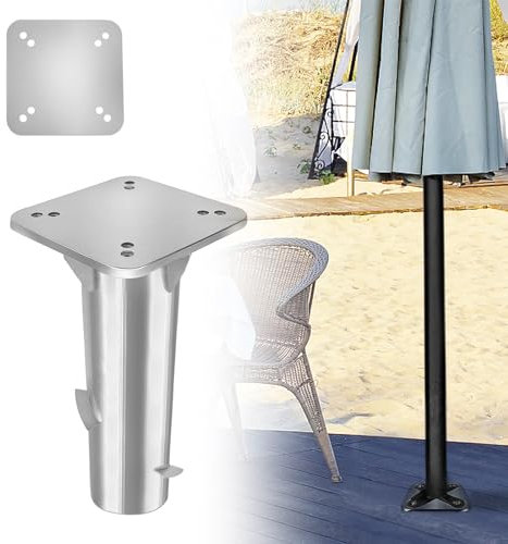MAYTIIMO Universal-Bodenplatte Sonnenschirmständer für Ampelschirm Bodenhülse Metall für Sonnenschirm Kurbelschirm Bodenanker Silber