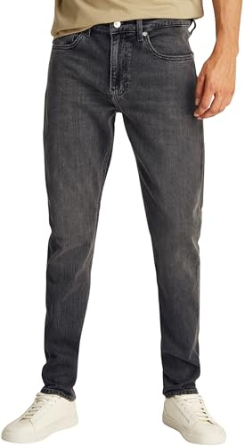 Calvin Klein Herren Jeans Hose Slim Taper mit Stretch, Schwarz (Denim Black), 32W/33L