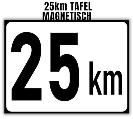 Km Tafel Bauartengeschwindigkeit Magnetisch | Kmh Tafel für Traktor Anhänger oder Oldtimer | 20x15 cm | Magnetische Folie (25km)