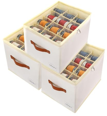 Patinao 3 Stück Schuhaufbewahrung Schuhorganizer Schuhschrank - 36 Zellen Schuhboxen Stapelbar Schuhregal Platzsparend Schuh Organizer für Schrank Shoe Rack Schuhablage Schuhe Aufbewahrung
