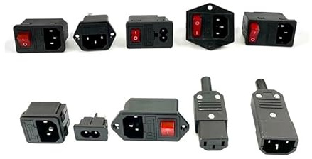 Electrical AC Socket 3 pin red LED 250V Rocker Switch 10A fuse female male inlet plug connector 2 pin socket(AC-01)