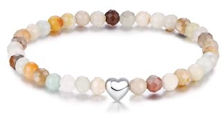 CASSIECA Armband Damen Amazonit Armbänder Frauen 925 Silber Herz Armband Weihnachten Geburtstag Geschenke Frauen Schmuck mit Geschenk Box