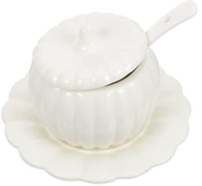COLLBATH 2 Ensembles Bol de citrouille en céramique plat four ceramique plat ceramique four soupière casserole avec couvercle sucrier Ustensiles de cuisine ménagers bol à dessert blanche