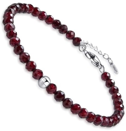 Dada Gioielli Naturstein Perlenarmband 925 Silber - Echtheitszertifikat - 9 Designs wählbar - Unisex Schmuck Damen Herren