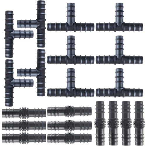 SGERUFZ 20 piezas Conectores en T e tubo recto para Extensión de Manguera de Goteo riego goteo, riego por goteo(16mm)