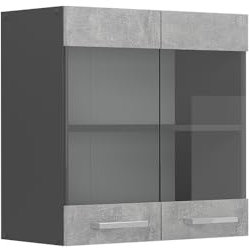 Vicco Armario de Cocina con Vidrio R-Line, Hormigón, 60 cm