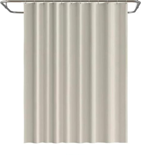 Rideau de douche imperméable beige avec crochets pour baignoire et douche 240 x 200 cm (l x H)