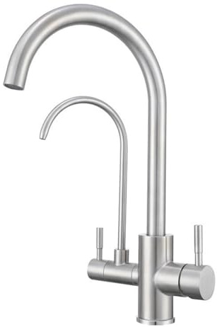 XJTNLB 3 Wege Wasserhahn Küche Edelstahl Gebürstet Osmoseanlage Trinkwasser 3 in 1 Spültischarmatur mit 2 Hebel