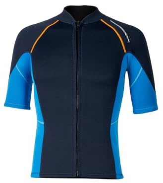Miutii Veste en néoprène pour homme, veste de plongée de 1,5 mm, avec fermeture éclair pour plongée, surf, snorkeling, natation, bleu marine, L